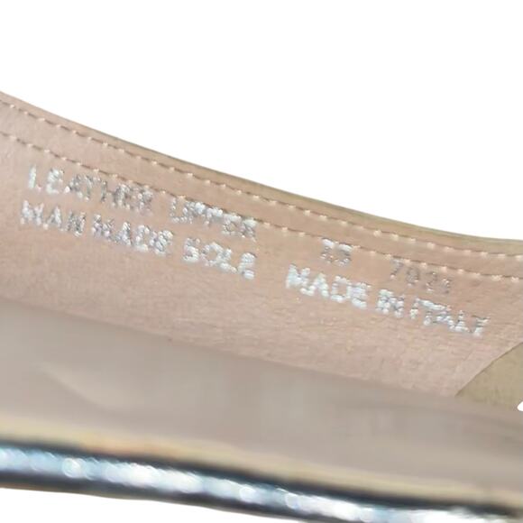 Avellini D'Orsay Open Toe Flats Silver Leather Made in Italy - Picture 7 of 10